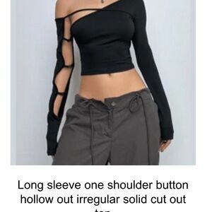 & Other Stories Black Asymmetrical Cut-Out Bodysuit